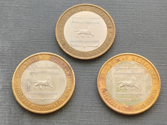 Россия (РФ). 10 рублей 2009. Еврейская Автономная область. СПМД. Лот из 3-х монет (3 шт.). Торг.