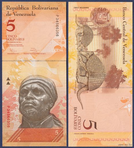 Венесуэла, 5 боливаров 2011 г., P-89d (лейтенант Педро Камехо - Негро Примеро), UNC