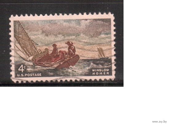США-1962, (Мих.837) , гаш. ,Лодка, Живопись(одиночка),(1)
