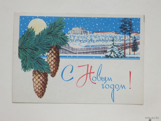 Зеленов с новым годом 1965 10х15 открытка БССР