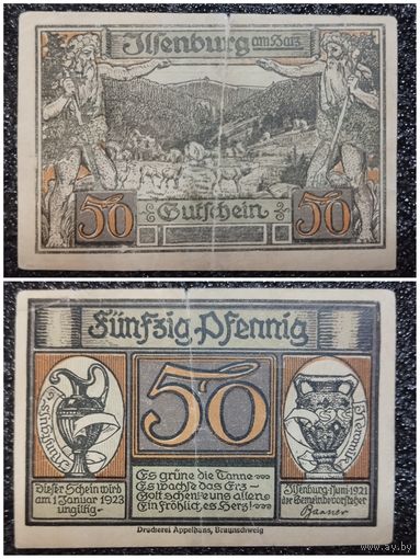 Нотгельд 50 пфеннигов 1921 г. Германия Jlfenburg (644.2е-2/2)