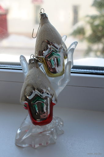 Винтажные стеклянные игрушки "Домики сказочные" 80-е года