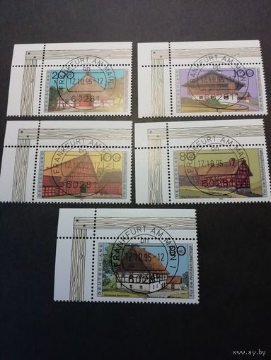 Германия. 1995 Серия из пяти марок "Благотворительный выпуск. Сельские дома" (гашеные с клеем) Mi.1819-1823 каталог 9.00 евро