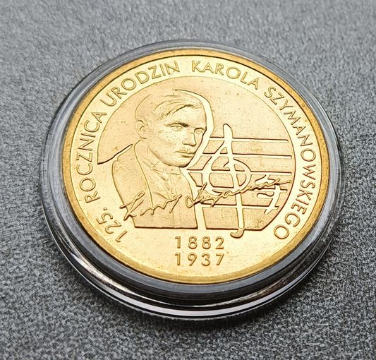 2 злотых 2007 год. "125 лет со дня рождения Кароля Шимановского"