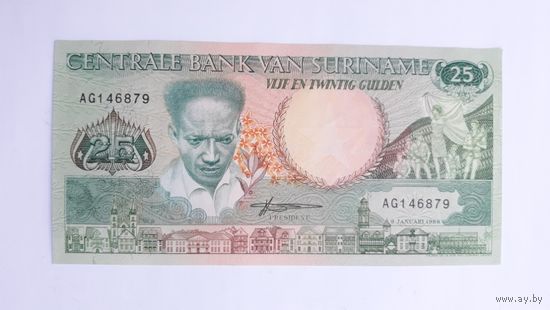 Суринам. 25 гульденов образца 1988 г. UNC