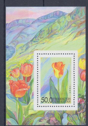 [310] Узбекистан 1993. Флора.Цветы. БЛОК. MNH