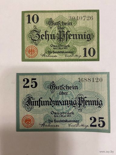 10 и 25 пфеннингов (нотгельды) 1921 г. Германия.