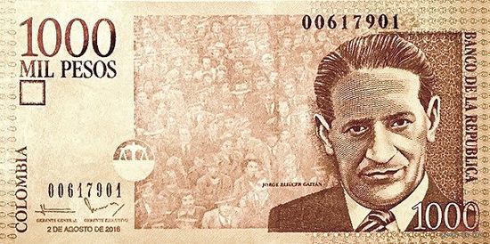 Колумбия 1000 песо образца 2016 года UNC p456