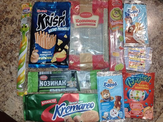 Упаковка от печенья, маршмэллоу, бисквита, козинак, сладостей,  обёртка от сладостей... фантики от конфет. Лотом.  Лот 92