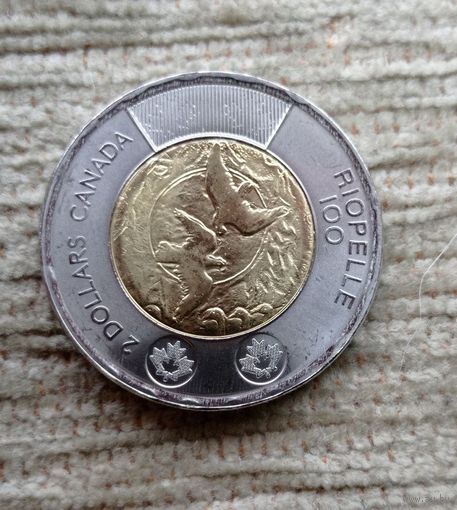 Werty71 Канада 2 доллара 2023 г Жан Поль Риопель 100 лет