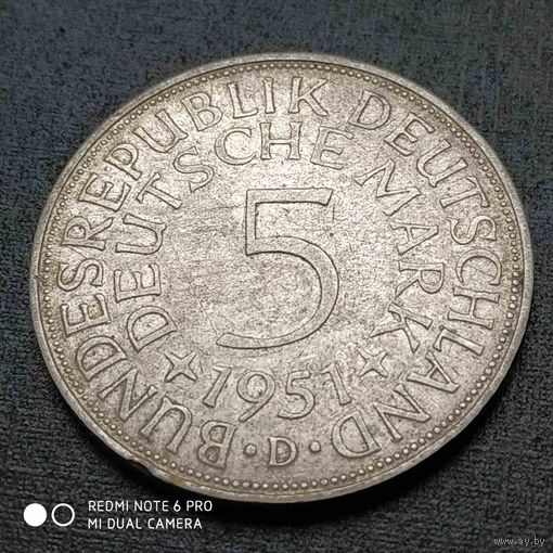 5 марок 1951 г. D