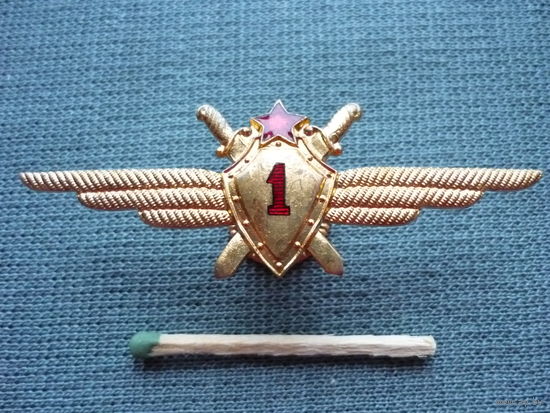 Нагрудный знак летной классности н.1 1950-х гг. Латунь, эмали, винт. Состояние.