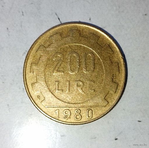 200 лир 1980 года Италия. Итальянская Республика. Очень красивая монета!