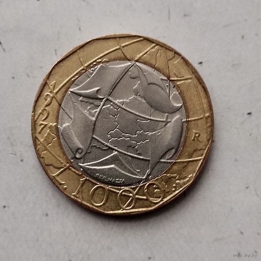 1000 лир 1987 года Италия. Итальянская Республика. Красивая монета!