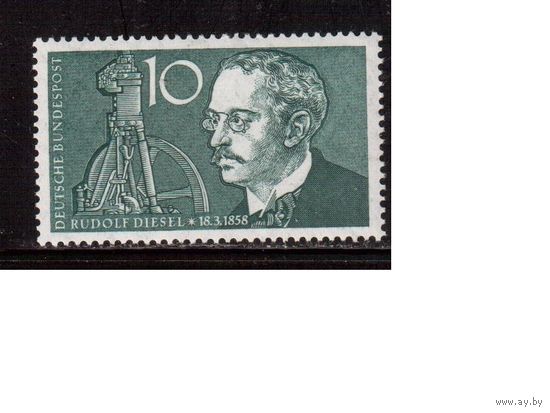 Германия(ФРГ)-1958,(Мих.284), * (след от накл.) , Личности, Дизель