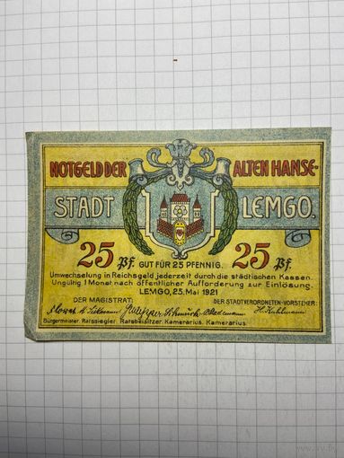 Нотгельд 25 пфеннигов Германия -3012