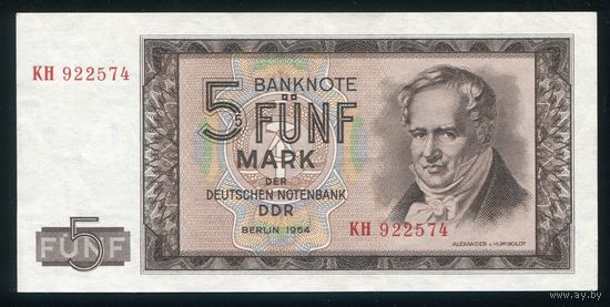 ГДР. 5 Марок 1964 года. P22, UNC-