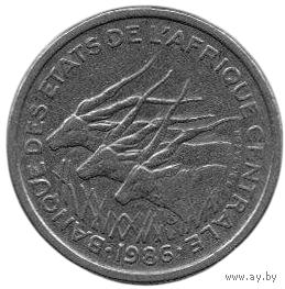 Республика Камерун. Государства Центральной Африки. 50 франков КФА 1986 Е. Фауна. Антилопы