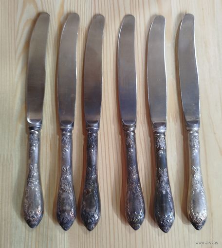 Ножи мельхиор 6 шт.. СССР с рубля!