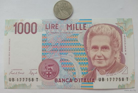 Werty71 Италия 1000 лир 1990 (1990 -1993) UNC банкнота