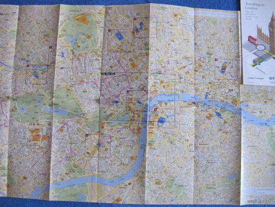 Карта Лондона с центром и другими районами (80х40 см)