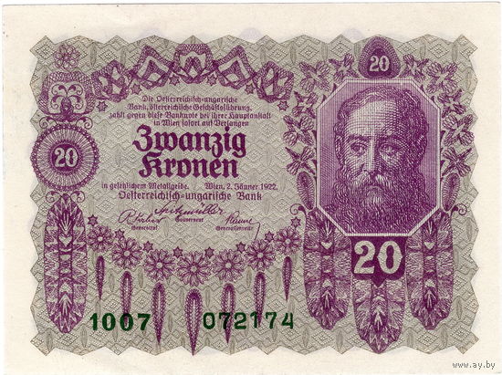 Австрия, 20 крон, 1922 г.