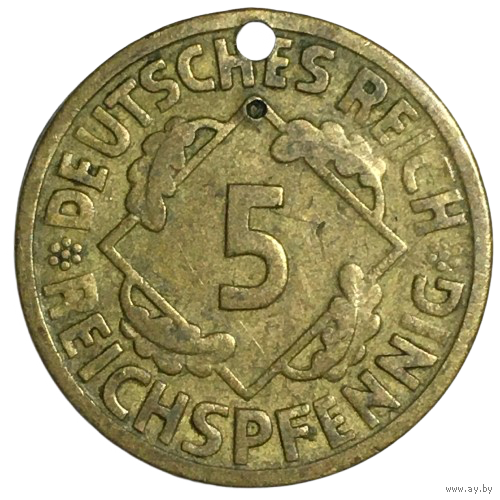 Германия 5 рентенпфеннигов, 1925 (J)