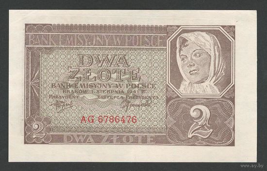 Польша 2 злотых 1941 года. Тип Р-92. Состояние aUNC