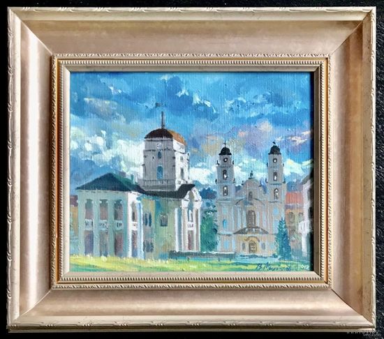 Михайлович В;Минск.Ратуша;Х/М; с рамой 34х38,5 см;2012г