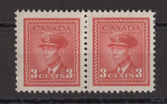 Канада / Canada 1942 ** 3 cents, Адмирал Король Георг VI , Вторая мировая война, сцепка 2 марки