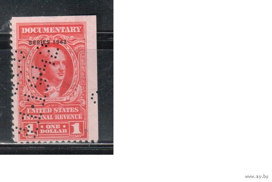 США-1942(Скотт. R348) , гаш. , REVENUE, Служебные марки, Надп.