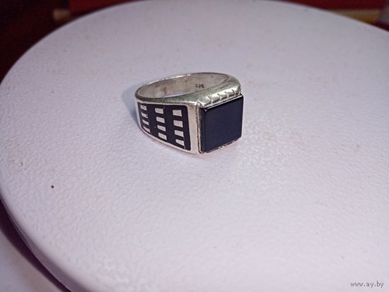 С рубля без мц. печатка мужская черная. 925пр. 1.8х1.8см.