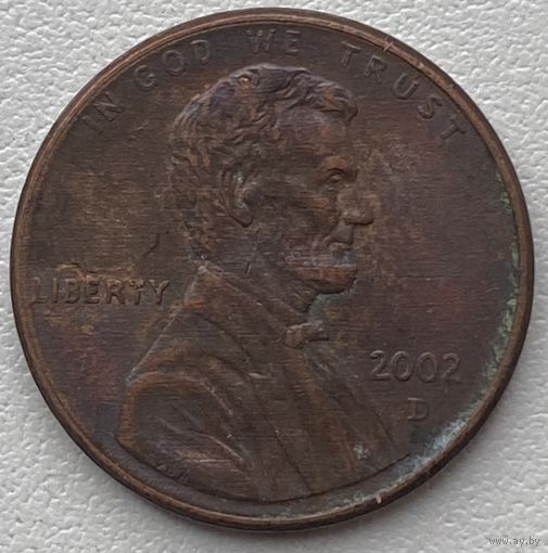 США 1 цент 2002 г. D