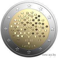 Латвия 2 евро 2022 Финансовая грамотность UNC из ролла