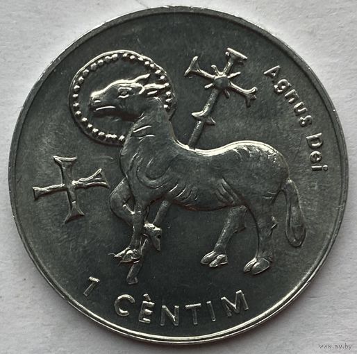 Андорра 1 сантим 2002 г. Агнец Божий