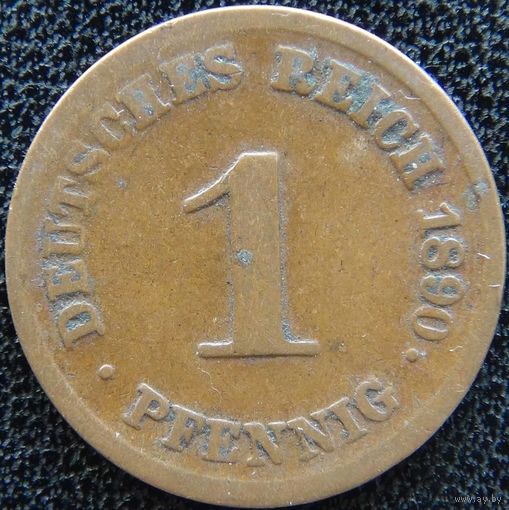 YS: Германия, Рейх, 1 пфенниг 1890D, KM# 10 (2)
