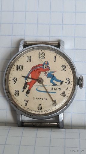 С 1 РУБЛЯ ! ЧАСЫ ЗАРЯ СССР КОНЬКОБЕЖНЫЙ СПОРТ