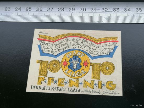 Германия-нотгельд 10 пфеннингов 1922 Лааге. Reutergeld Laage.