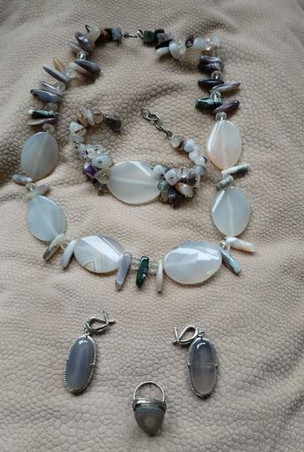 Набор ювелирный с натуральным камнем агат