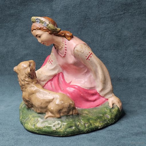 Старт с 1 Рубля !!! Статуэтка скульптура фигура СССР Аленушка и козленком Девочка с ягненком  !!!