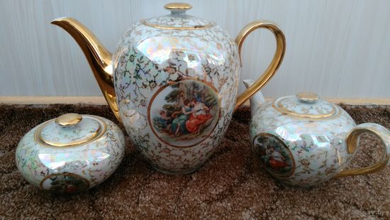 Сервиз ГДР, Мадонна. Фарфор ГДР, чайник, сахарница, кофейник, посуда ГДР