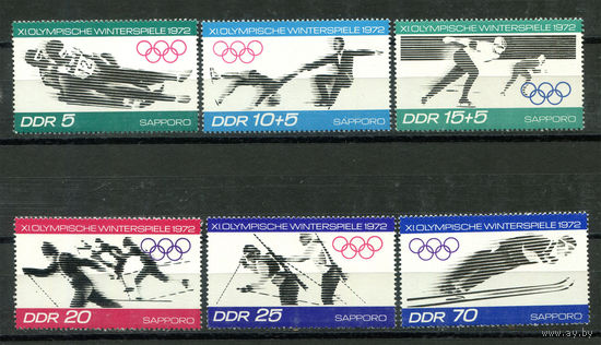 ГДР - 1971г. - Зимние Олимпийские игры - полная серия, MNH, одна марка с отпечатком, одна с дефектом клея [Mi 1725-1730] - 6 марок