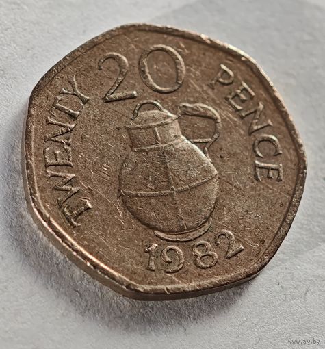1982 год Гернси 20 пенсов