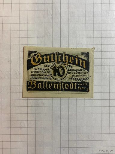 10 пфеннингов (нотгельды) г. Германия.