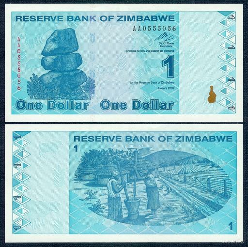 Зимбабве 1 доллар 2009 год, UNC