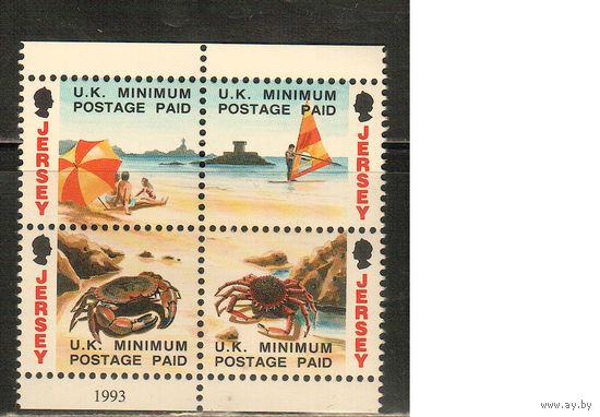 Джерси-1993(Мих.599-602) , **    , Морская фауна, Раки, Крабы