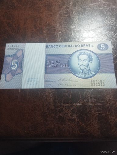Бразилия 5 крузеиро образца  1970-1979 года UNC см доп фото!