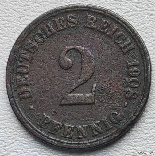 Германия 2 пфеннига 1908 A