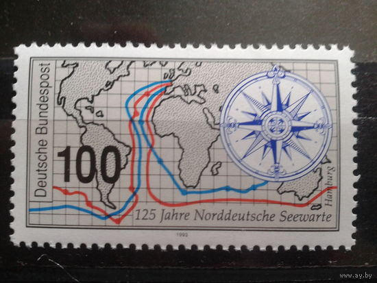 Германия 1993 Карта морских путей** Михель-1,6 евро