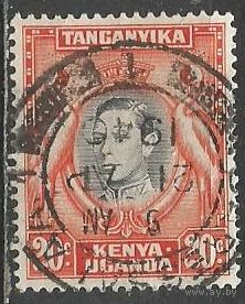 Кения Уганда и Танганьика. Король ГеоргVI. Венценосный журавль. 1938г. Mi#60.